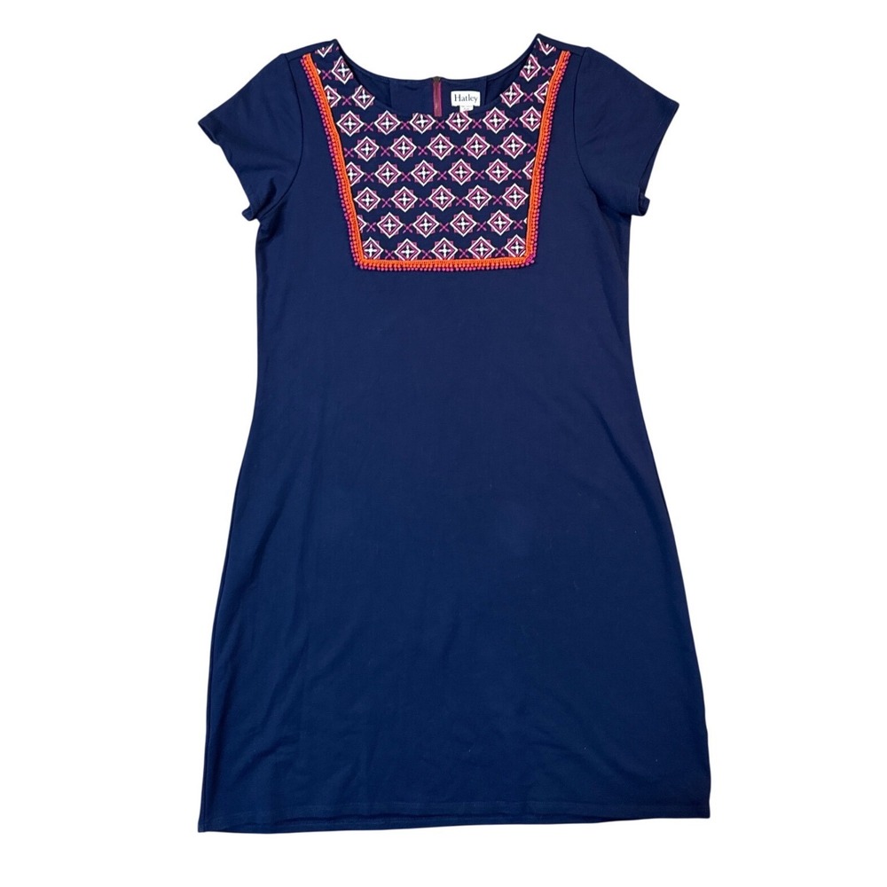 Hatley Navy Blue Embroidered Bib Shift Dress Womens Size Medium